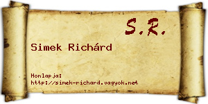 Simek Richárd névjegykártya